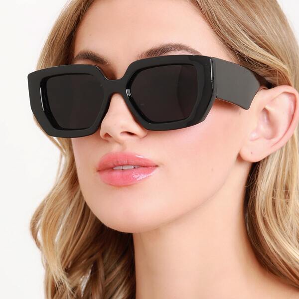 

Thick Acrylic Squared Sunglasses, Black