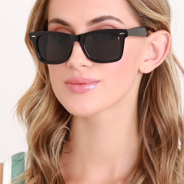 

Acrylic Slim Wayfarer Style Sunglasses, Black