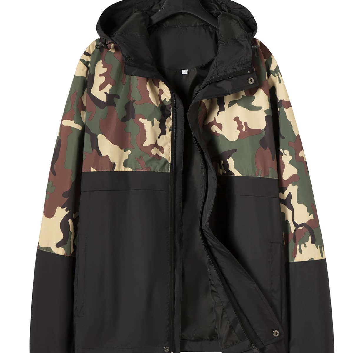 

Guys Camo Print Colorblock Hooded Jacket, Multicolor