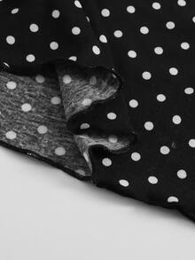 SHEIN Ruched Bust Polka Dot Dress - Black - View 4