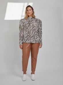 SHEIN Unity Plus Gigot Sleeve Zebra Striped Blouse
