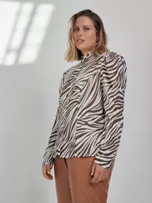 SHEIN Unity Plus Gigot Sleeve Zebra Striped Blouse