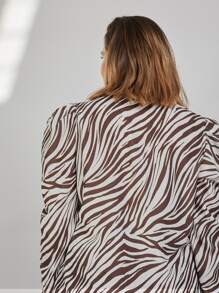 SHEIN Unity Plus Gigot Sleeve Zebra Striped Blouse