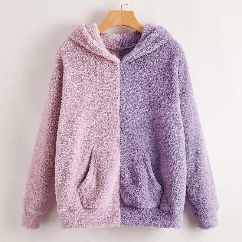 

Color Block Drop Shoulder Flannel Hoodie, Multicolor