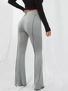 SHEIN SXY 字母圖案傘狀腿褲子 - 灰色 - 查看 2