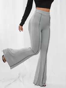 SHEIN SXY 字母圖案傘狀腿褲子 - 灰色 - 查看 3