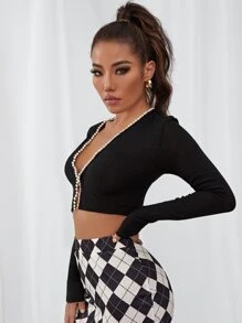 Pearls Beaded Crop Top