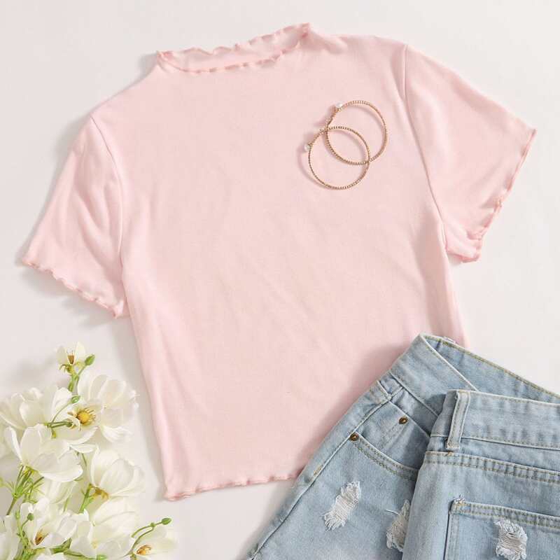 

Lettuce Trim Crop Tee, Baby pink
