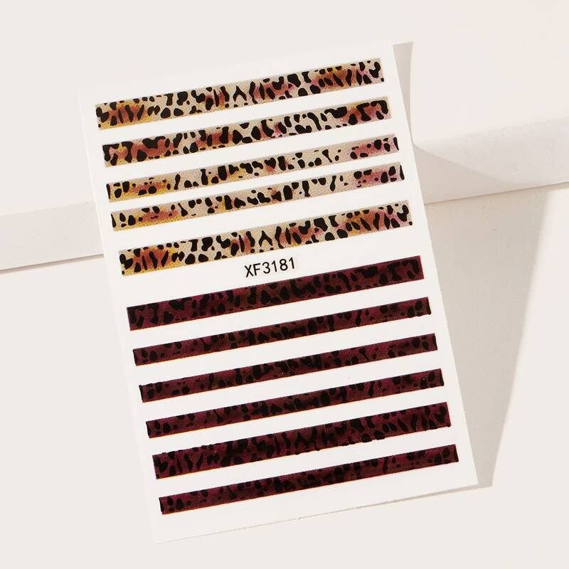 

1sheet Leopard Nail Sticker, Coffee brown
