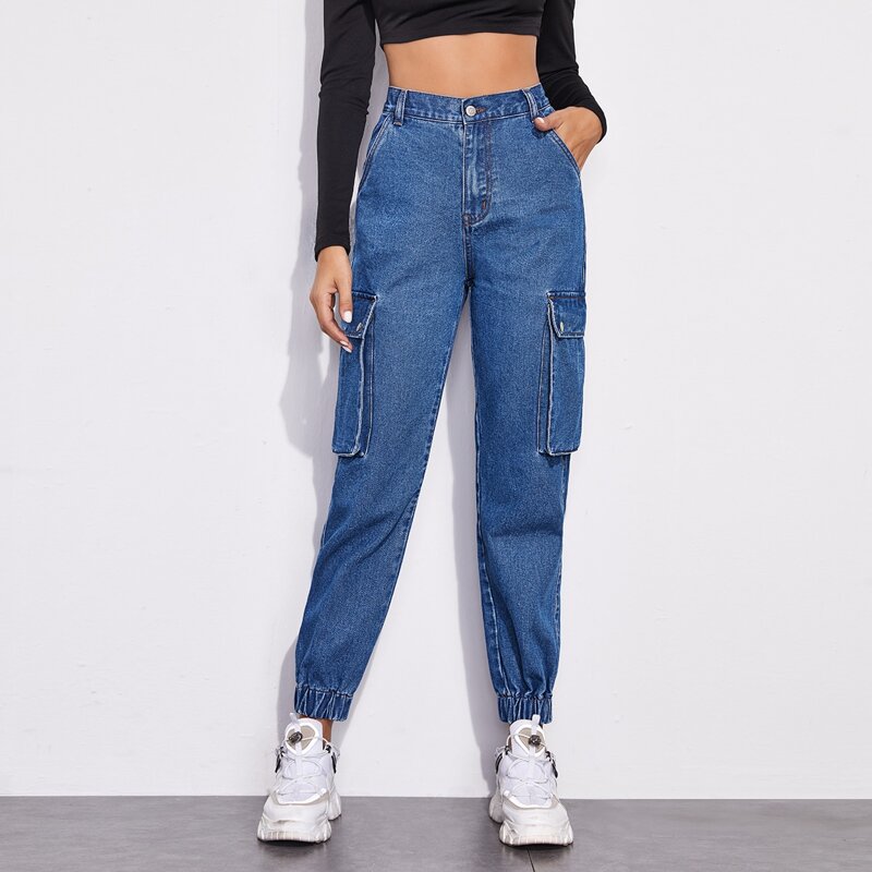 

Flap Pocket Tapered Jeans, Medium wash