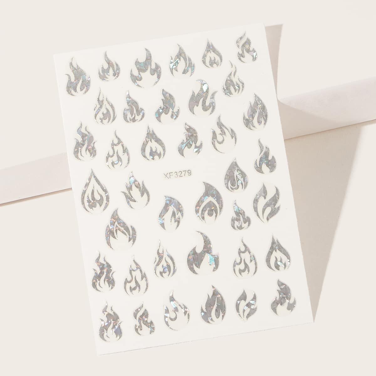 

1sheet Flame Pattern Nail Sticker, Silver