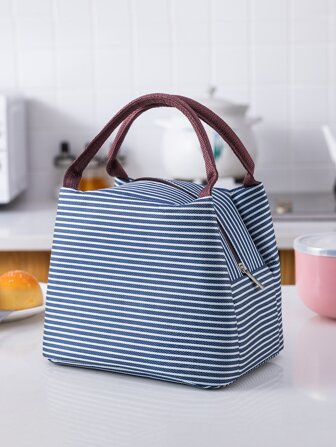 1pc Striped Pattern Lunch Bag,Trumpet Striped Pattern Lunch Bag