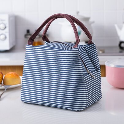 1pc Striped Pattern Lunch Bag,Trumpet Striped Pattern Lunch Bag