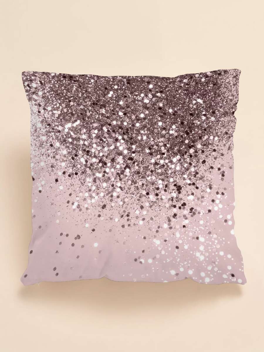 1pc Glitter Gradient Pattern Cushion Cover Without Filler - Pink - View 1