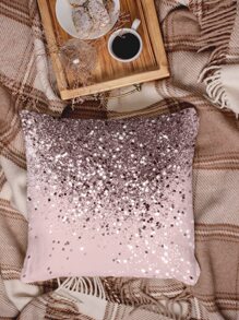 1pc Glitter Gradient Pattern Cushion Cover Without Filler - Pink - View 2