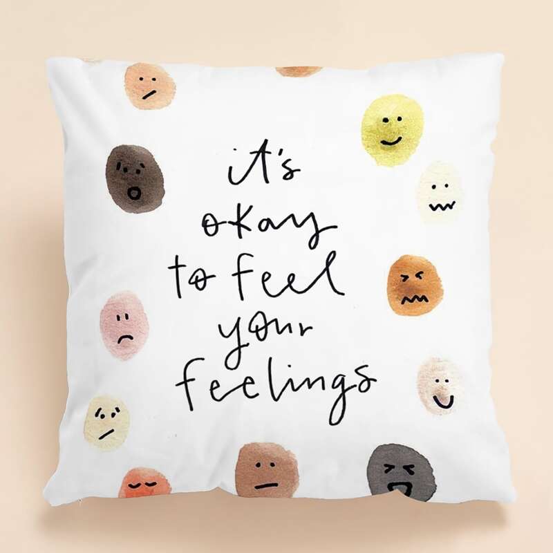 

Cute Expression & Slogan Cushion Cover Without Filler, Multicolor
