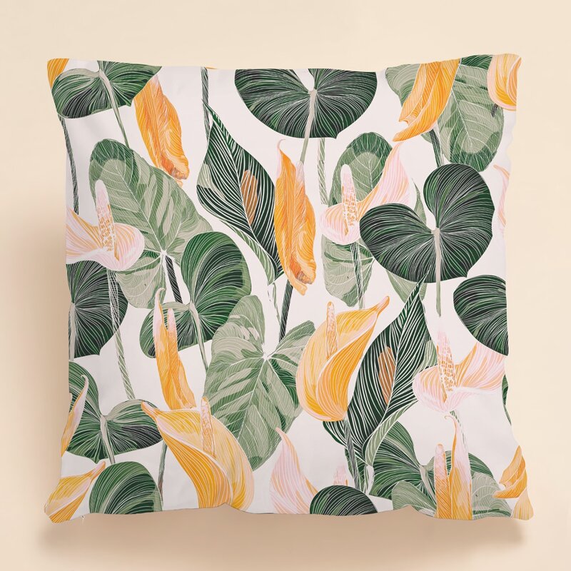 

Leaf Print Cushion Cover Without Filler, Multicolor