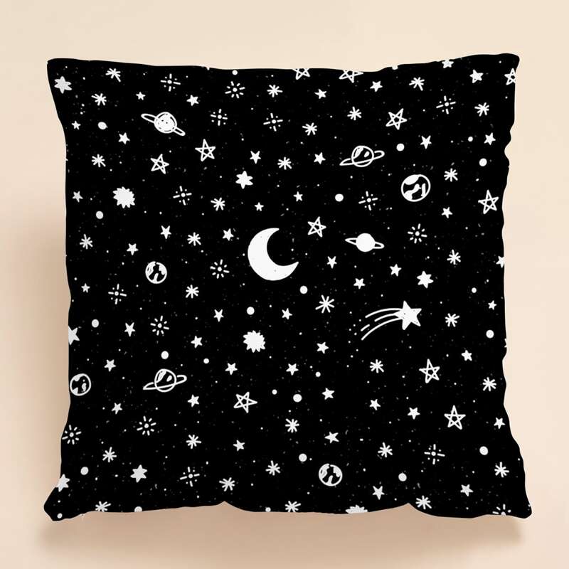 

Space Pattern Cushion Cover Without Filler, Black