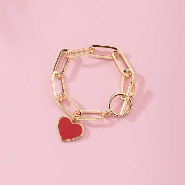 

Toddler Girls Heart Charm Chain Bracelet, Gold