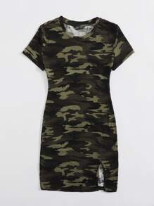 Muchica Split Hem Camo Dress - Multicolor - View 3