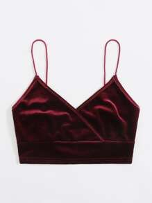 SHEIN EZwear Top de tirantes corto de terciopelo de cuello cruzado