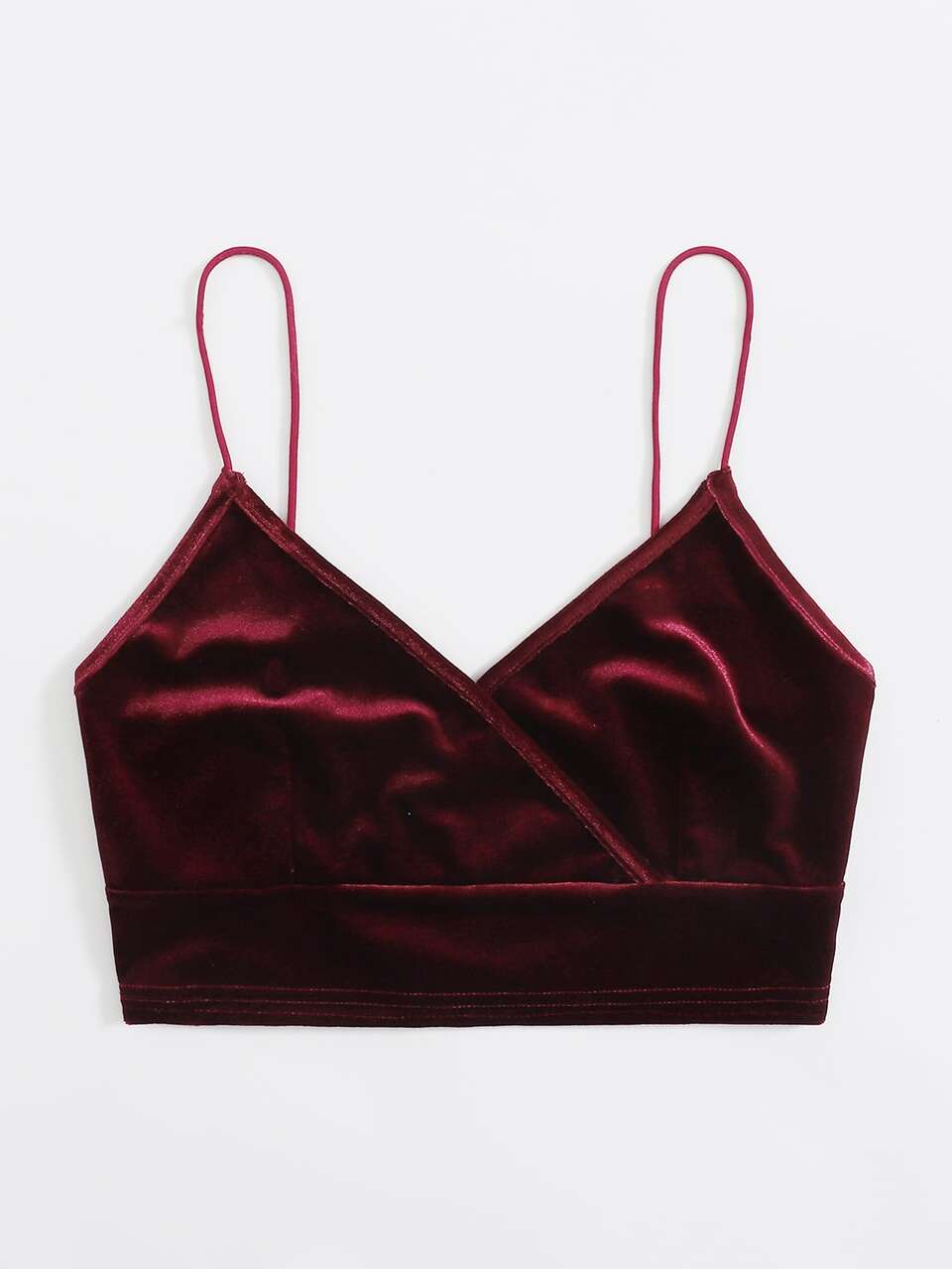 Surplice Neck Velvet Crop Cami Top