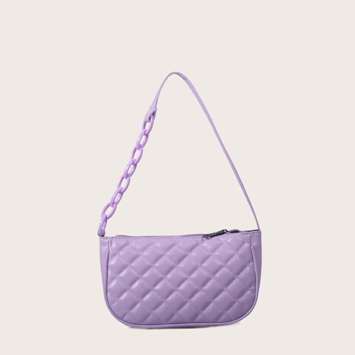 

Quilted Baguette Bag, Purple