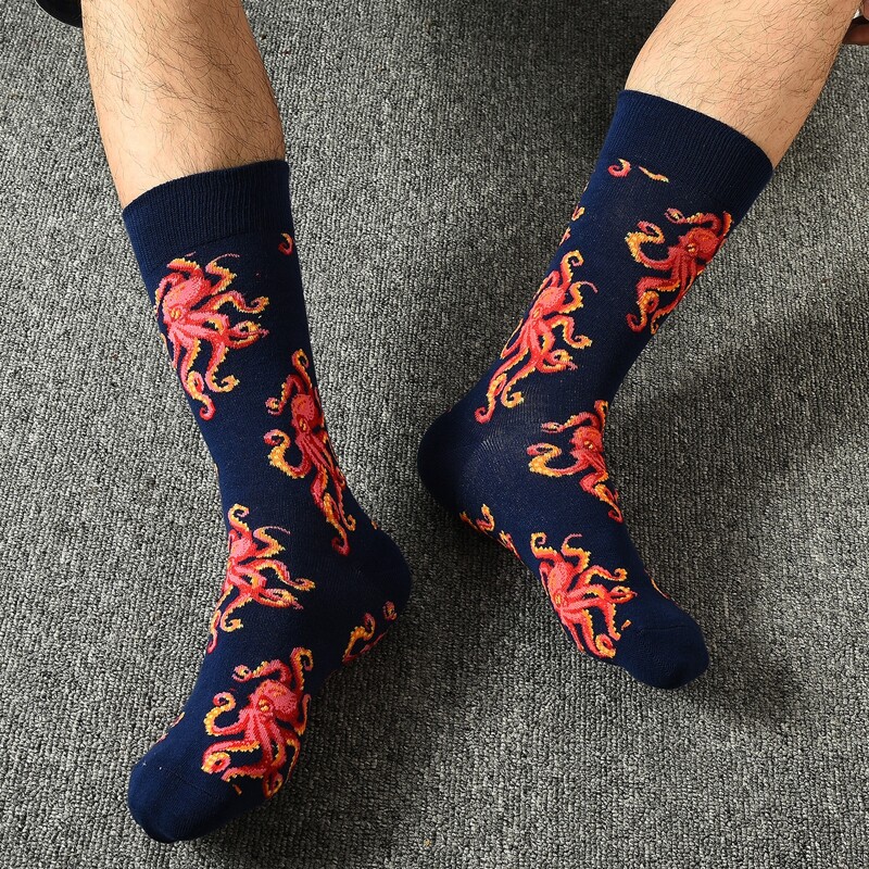 

Guys Octopus Pattern Socks, Multicolor