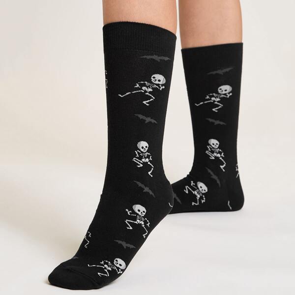 

Skull Pattern Socks, Multicolor