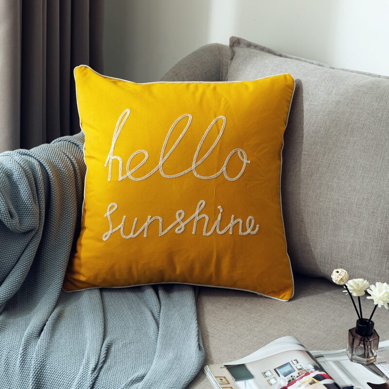 

Slogan Graphic Cushion Cover Without Filler, Yellow