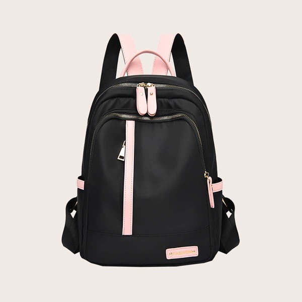 

Pocket Side Curved Top Backpack, Black