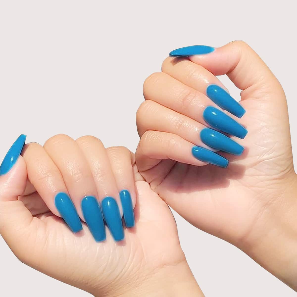 

24pcs Solid False Nail & 1pc Nail File & 1sheet Tape, Blue