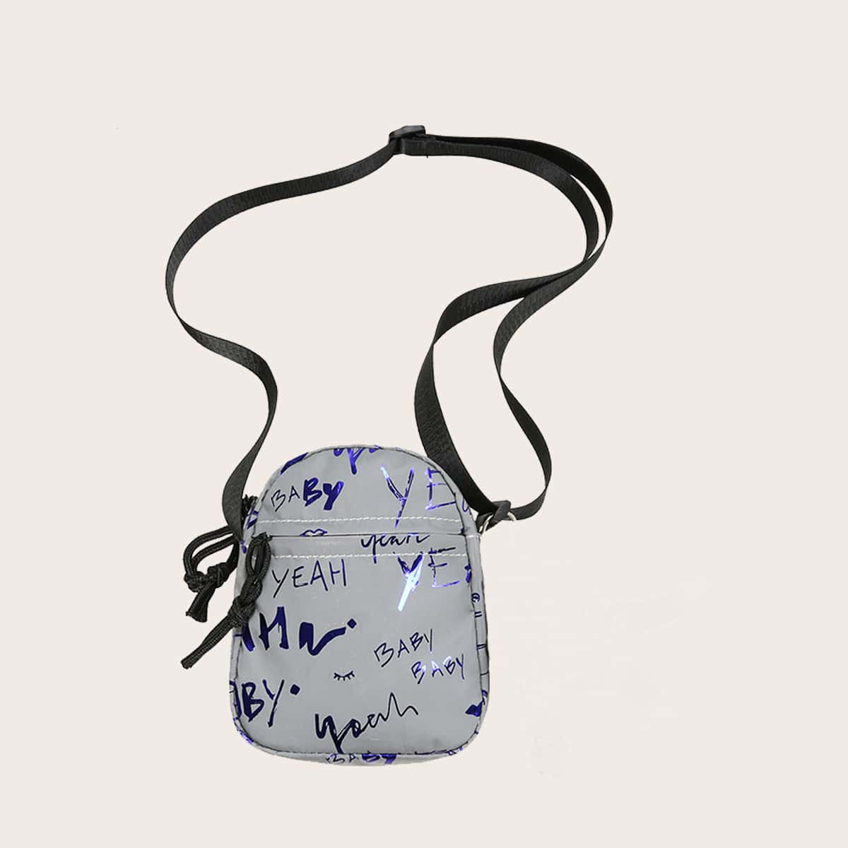 

Guys Letter Graphic Crossbody Bag, Blue