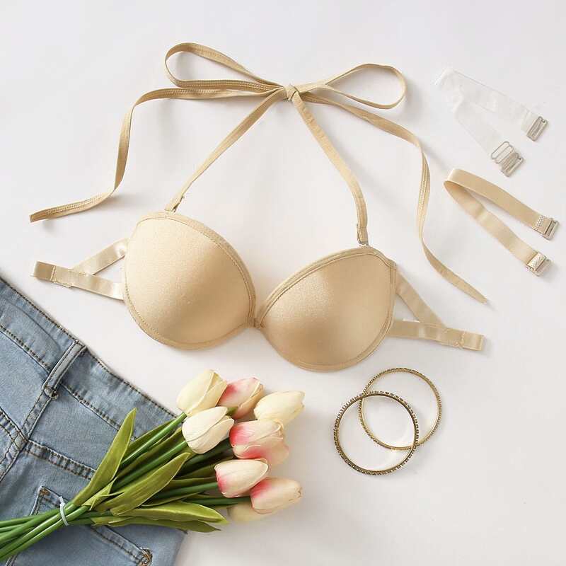

Underwire Halter Bra, Apricot