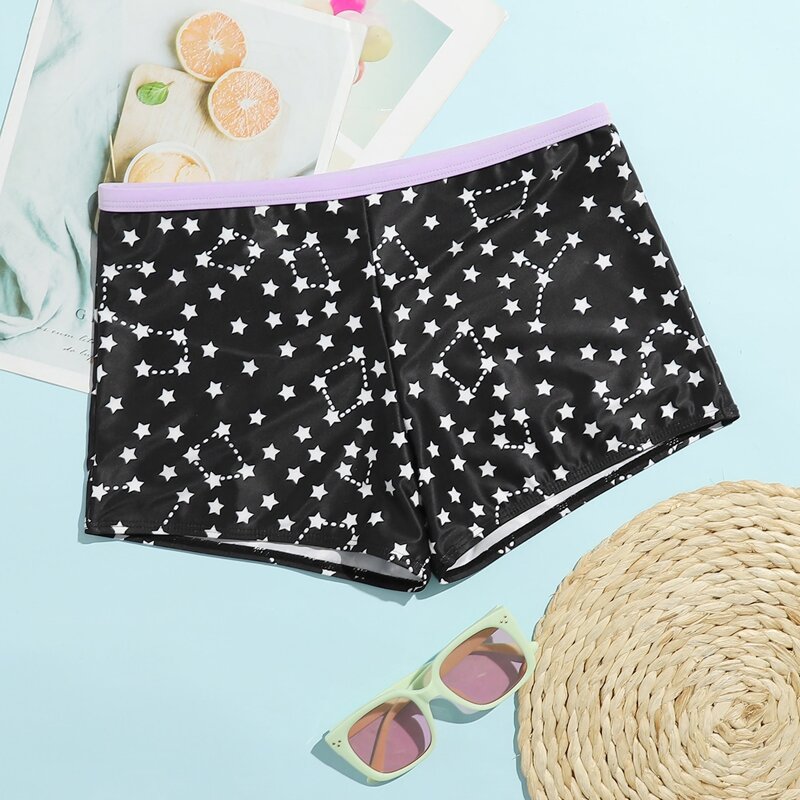 

Star Print Bikini Shorts, Black