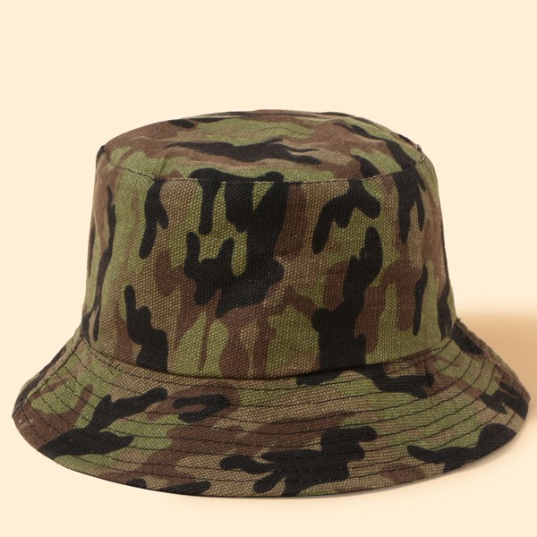 

Camo Pattern Reversible Bucket Hat, Multicolor