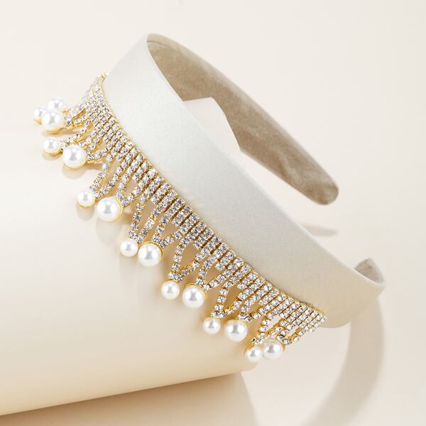 

Rhinestone Tassel Charm Hair Hoop, Beige
