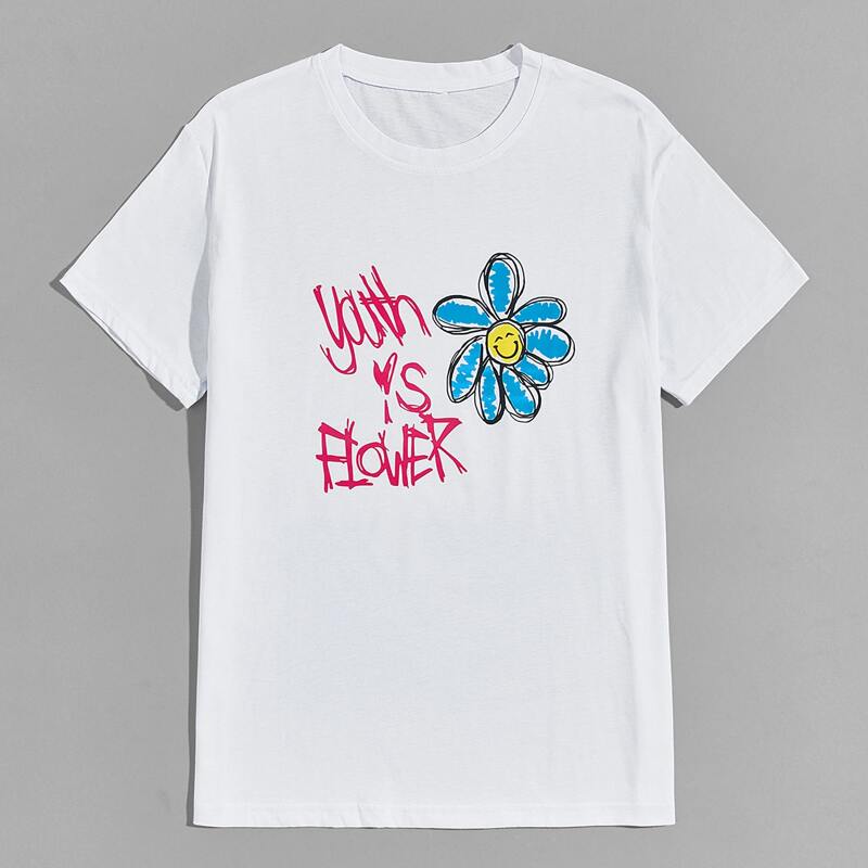 

Guys Flower Graphic Tee, White