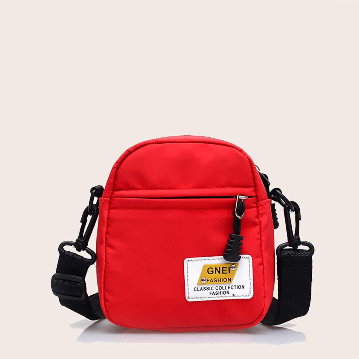 

Patch Zip Crossbody Bag, Red