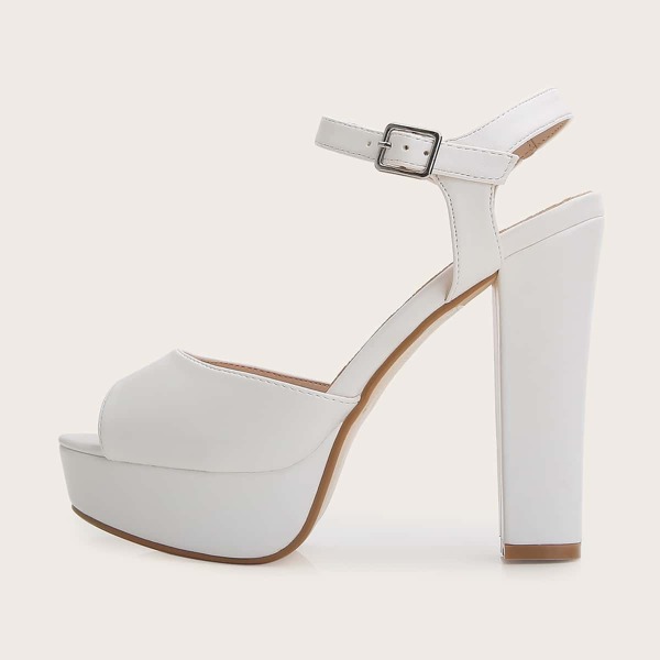 

Minimalist Platform Chunky Heeled Sandals, White