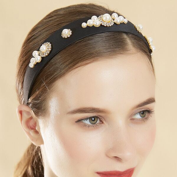 

Faux Pearl Decor Hair Hoop, Black