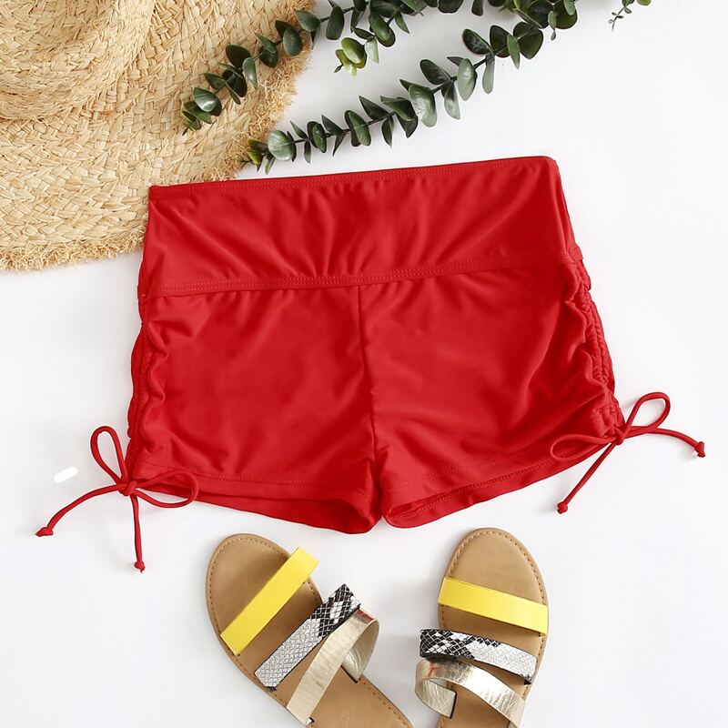 

Drawstring Side Bikini Shorts, Red