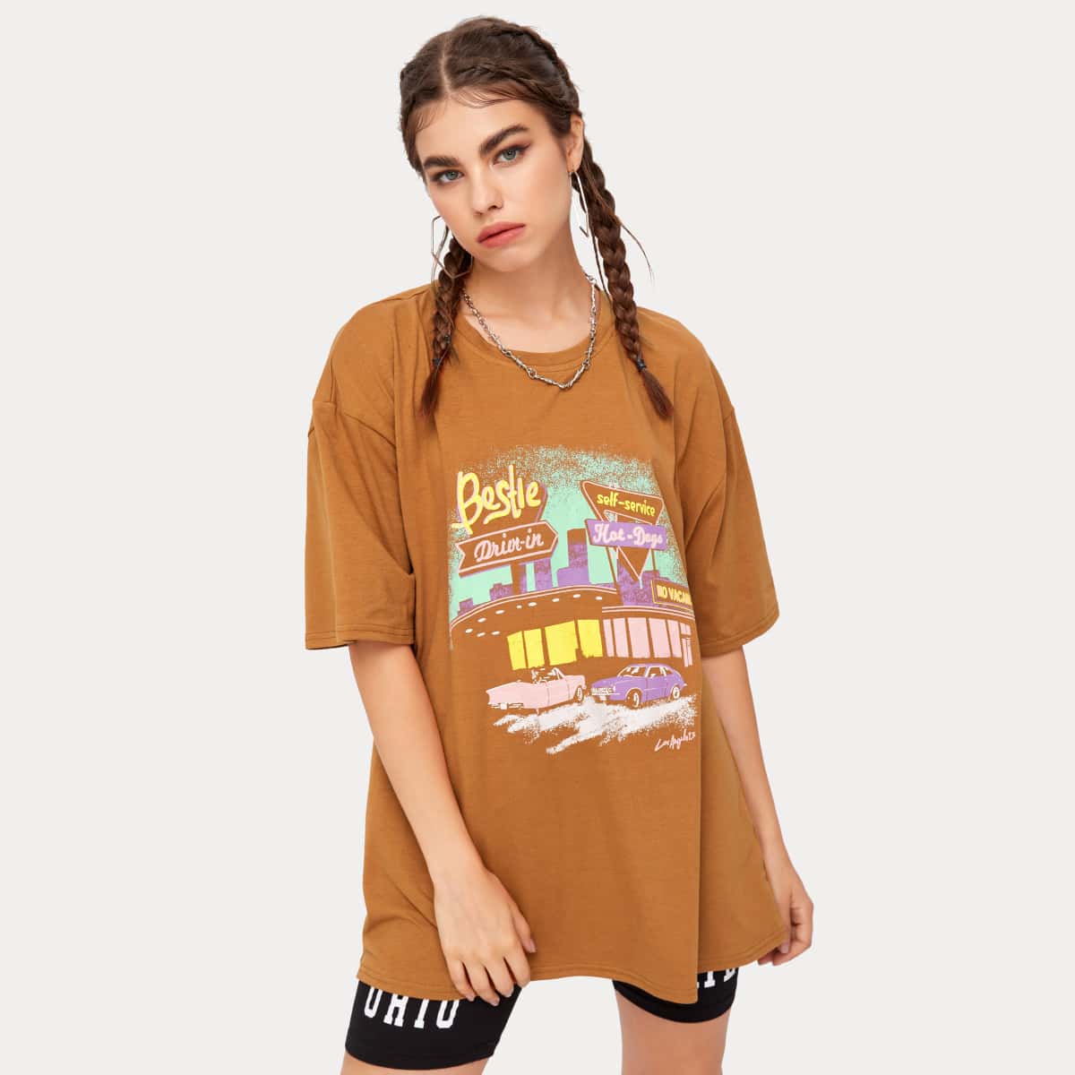 

Letter Graphic Oversized Tee, Ginger