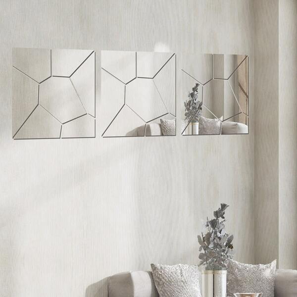 

Geometric Design Mirror Surface Wall Sticker, Silver
