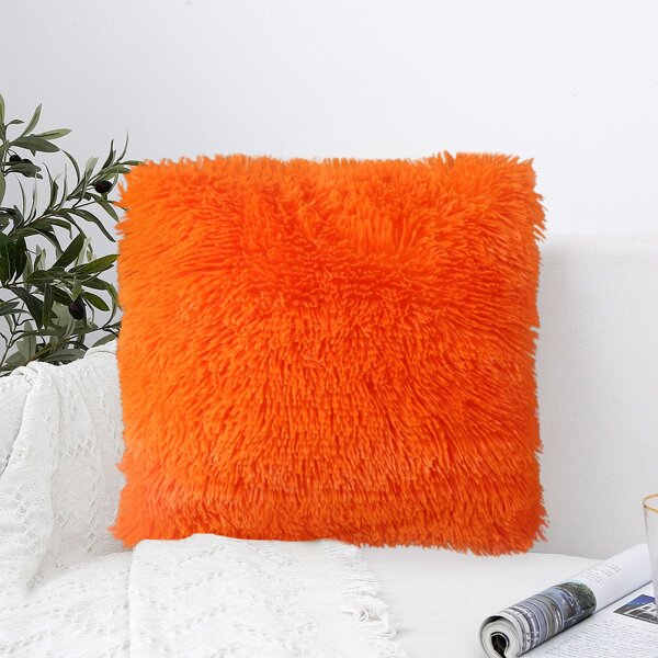

Solid Color Plush Cushion Cover Without Filler, Orange