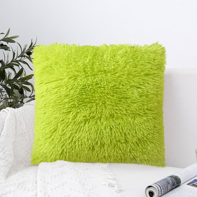 

Solid Color Plush Cushion Cover Without Filler, Green