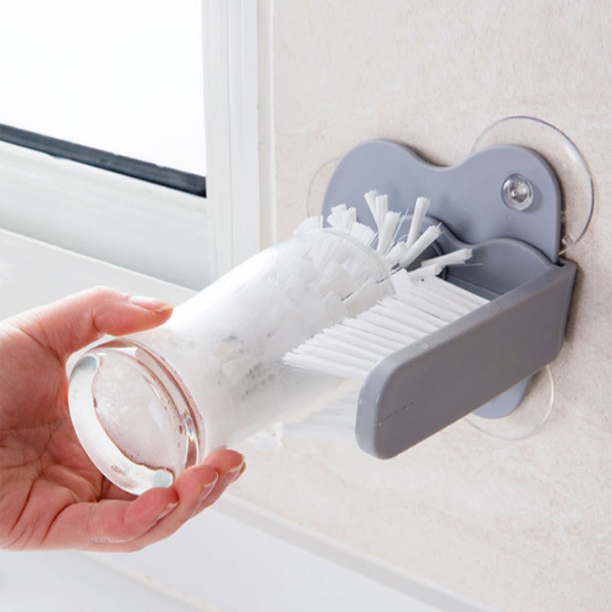 

1pc Multifunction Cup Cleaning Brush, Grey