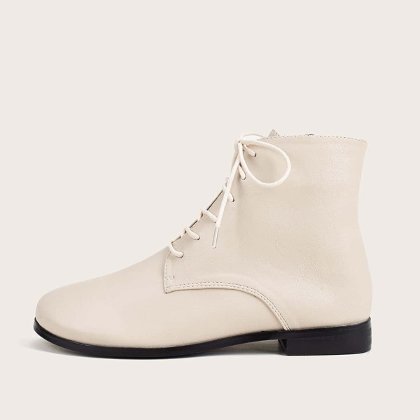 

Minimalist Lace-up Boots, Beige