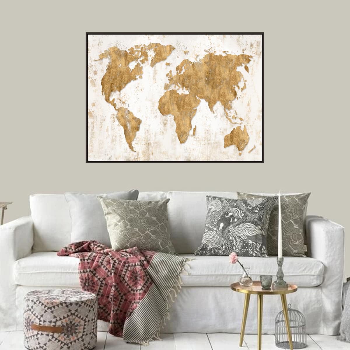 

Map Print Wall Painting Without Frame, Multicolor
