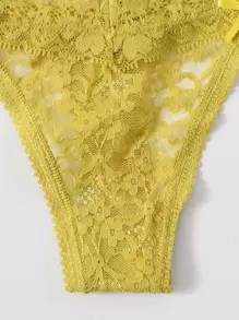 Floral Lace Thong Panty Set - 6 Packs - Multicolor - View 3